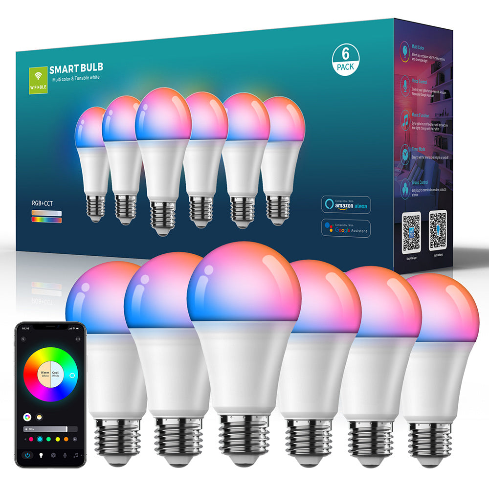 ZJ-BWBL1H-RGBWW-6P 6PCS 10W Smart Light Bulbs WiFi Bluetooth RGBCW 220V LED Bulbs ZJ-BWBL1H-RGBWW-6P 6PCS 10W Smart Light Bulbs WiFi Bluetooth RGBCW 220V LED Bulbs